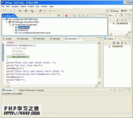 Eclipse 中的 Debug 透视图